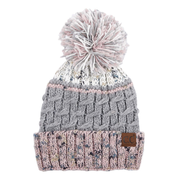 Viv's Boutique Accessories - CC 3 Tone Confetti Pom Pom Beanie